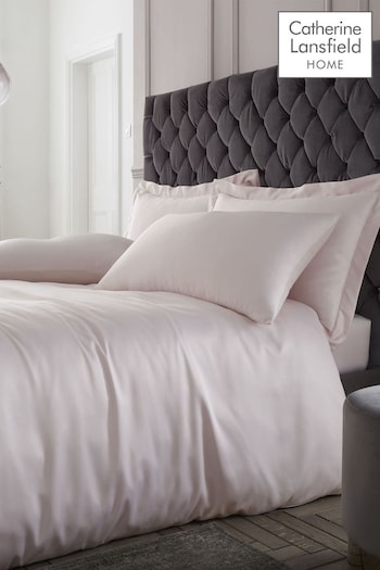Catherine Lansfield Blush Pink Silky Soft Satin Duvet Cover and Pillowcase Set (856852) | £16 - £35