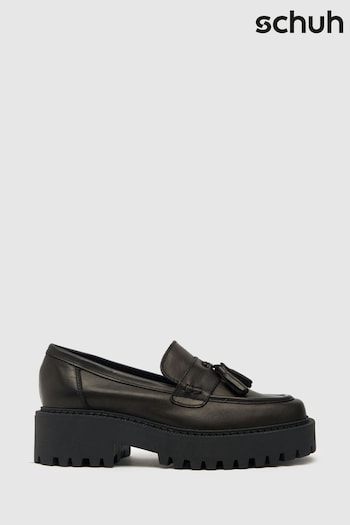 Schuh Laura Tassel Leather Black Loafers (857204) | £65