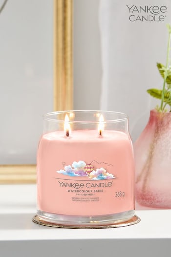 Yankee Candle Pink Signature Medium Jar Watercolour Skies Scented Candle (857532) | £25