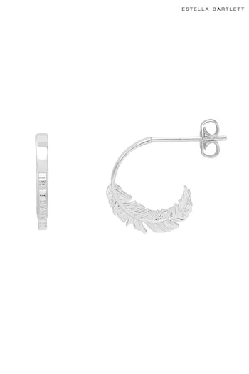 Estella Bartlett Silver Tone Feather Hoops (858035) | £25