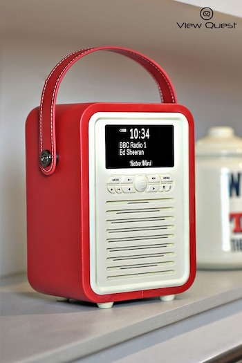 View Quest Red Red Retro Mini DAB Radio (858262) | £70