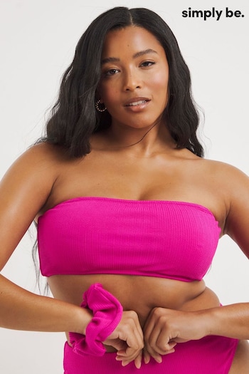 Simply Be Pink Mix and Match Crinkle Bandeau Bikini Top and Scrunchie (858493) | £20