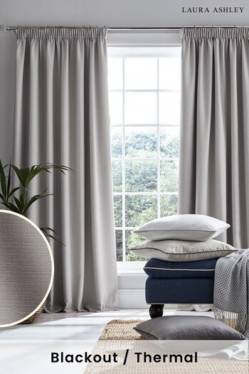 Laura Ashley Steel Grey Stephanie Blackout Blackout/Thermal Curtains (858912) | £95 - £180