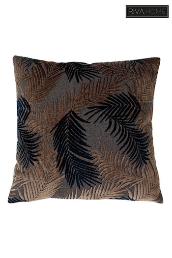 Riva Paoletti Blush Pink/Navy Blue Palm Grove Velvet Polyester Filled Cushion (860401) | £18