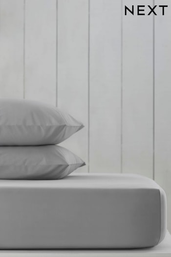 Grey Silver Cotton Rich Fitted Sheet (860474) | £10 - £16