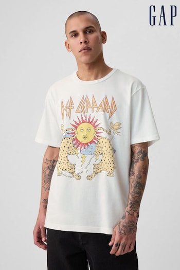 Gap White Def Leopard Cotton Graphic Short Sleeve T-Shirt (860725) | £20