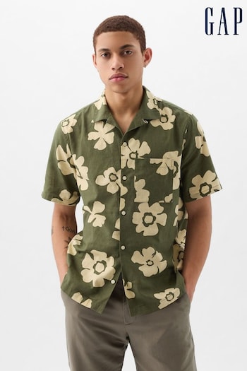 Gap Green Linen Blend Short Sleeve Shirt (860877) | £40