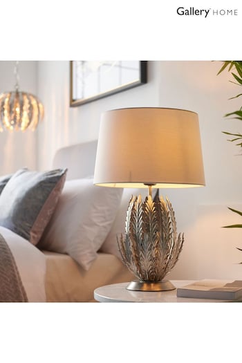 Gallery Home Silver Daphnie Silver Leaf 1 Bulb Table Lamp (860935) | £190
