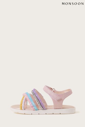 Monsoon Pink Glitter Strap Rainbow Sandals (860962) | £24 - £26