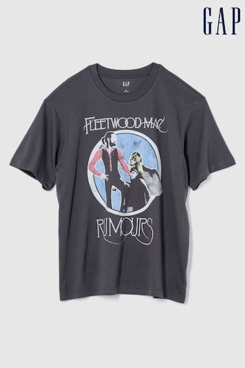 Gap Grey Fleetwood Mac Cotton Graphic Short Sleeve T-Shirt (860992) | £20