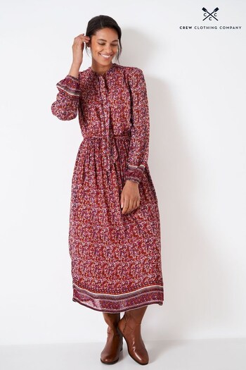 Crew Clothing Company Multi Orange Floral Print Tea Dress (861032) | £89