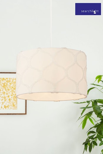 Searchlight White Pauly Fabric Textured Shade (861037) | £55