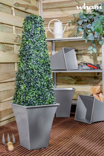 Wham Set of 4 Grey Garden Metallica 23cm Square Plastic Planters (861266) | £16.50