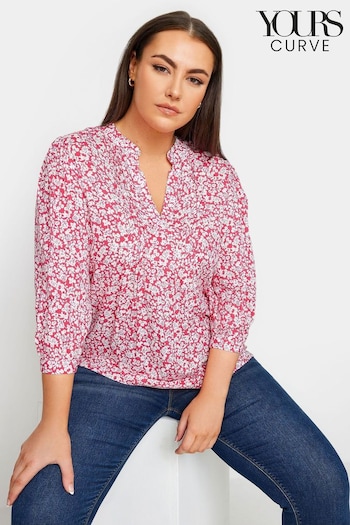 Yours Curve Pink Pintuck Half Placket Blouse (861303) | £25