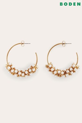 Boden Gold Tone Cluster Pearl Hoop Earrings (861309) | £40