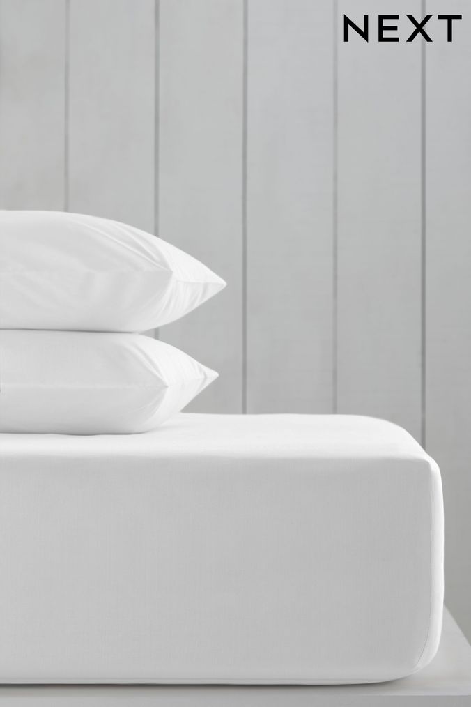 White Cotton Rich Extra Deep Fitted Sheet (861369) | £18 - £24
