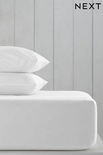 White Cotton Rich Extra Deep Fitted Sheet (861369) | £18 - £24