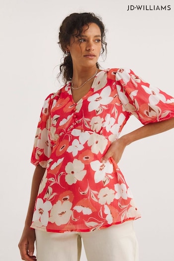 JD Williams Red Floral Tea Blouse (861435) | £28