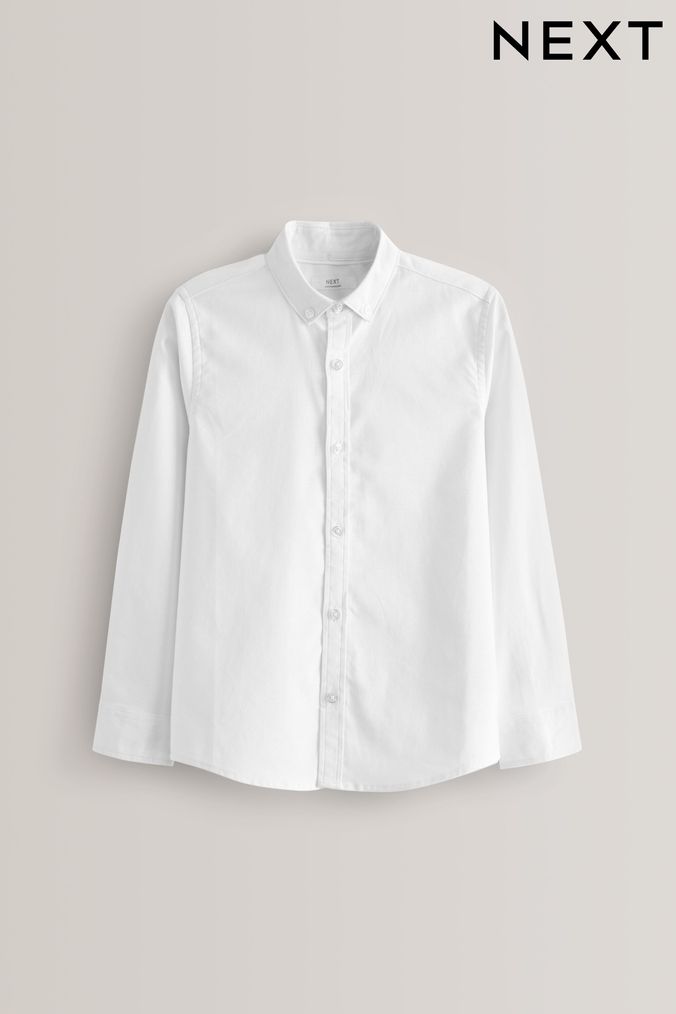 White Plain Long Sleeve Oxford Shirt (3-16yrs) (861453) | £12 - £17