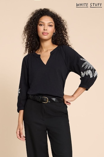 White Stuff Black Mix Embroidered Millie Top (861471) | £45
