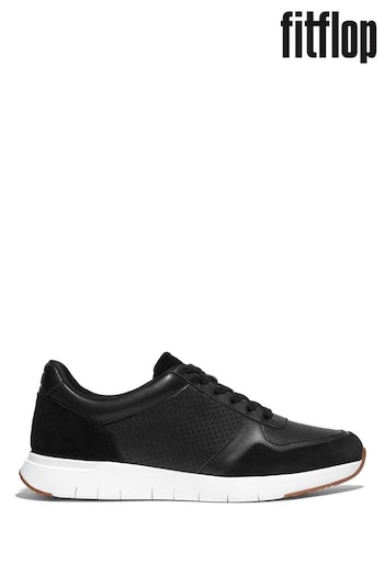 FitFlop F-Mode Leather Sued Flatform Trainers (861525) | £120