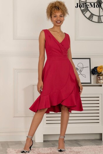 Jolie Moi Red Gayelle Frill Hem Dress (861723) | £79