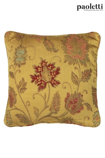 Riva Paoletti Gold Yellow Zurich Floral Jacquard Feather Cushion (861940) | £18