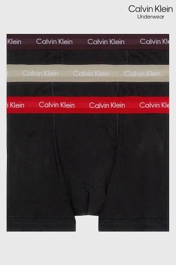 Calvin Klein Black Cotton Strecth Trunks 3 Pack (861970) | £42