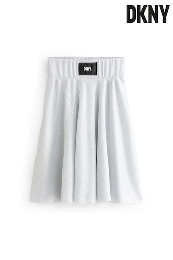 DKNY Grey Shimmer Mid Length Logo Skirt (862085) | £78 - £88