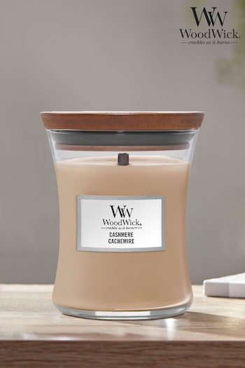 Woodwick Brown Medium Hourglass Scented Candle with Crackle Wick Cashmere (862134) | £25