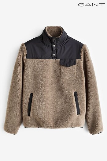 GANT Fleece Button Up Brown Anorak (862199) | £165