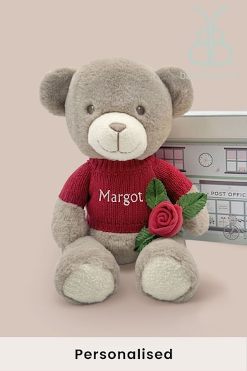 Valentine's Day Frankie Bear Soft Toy and Baby Rosebud Sock - Personalised (862471) | £37