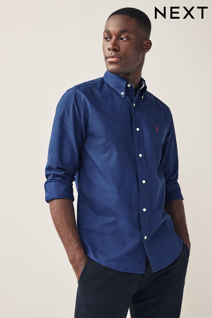 Mens blue button down shirt discount