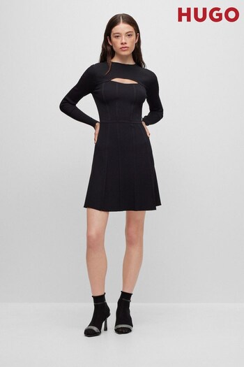HUGO Sorsety Knitted Black Dress (863451) | £239