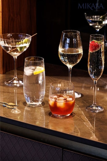 Mikasa Set of 4 Clear Treviso Crystal Highball Ribbed Glass (863510) | £30