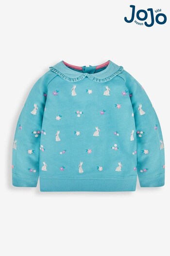 JoJo Maman Bébé Duck Egg Bunny Embroidered Sweatshirt With Collar (864292) | £24