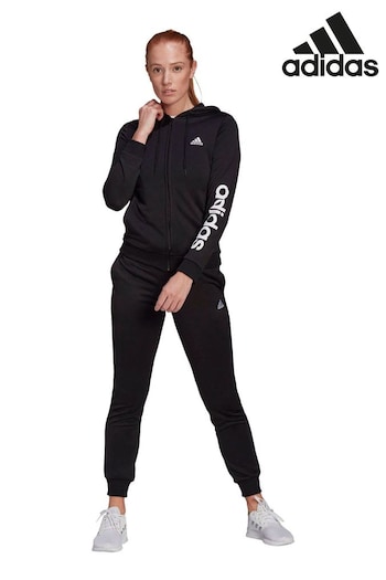 adidas Black/White Sportswear Essentials Logo French Terry Tracksuit (864307) | £60