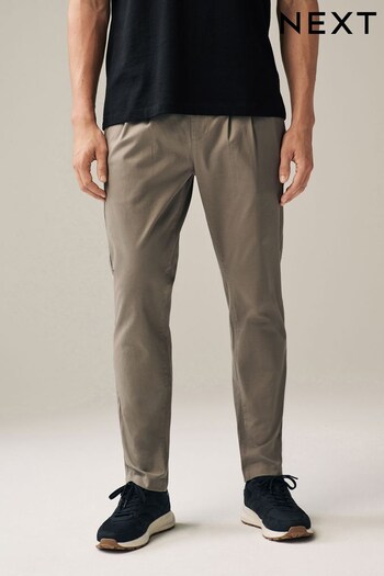 Grey Twin Pleat Stretch Chinos Trousers (864726) | £30