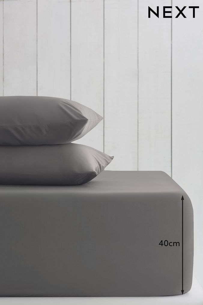 Charcoal Grey Cotton Rich Extra Deep Fitted Sheet (864868) | £18 - £24