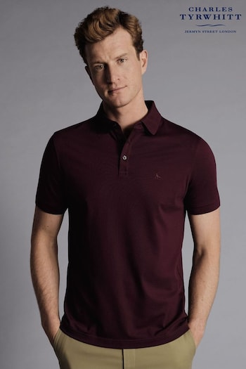 Charles Tyrwhitt Red Solid Short Sleeve Cotton Tyrwhitt Pique Polo Shirt (865038) | £55