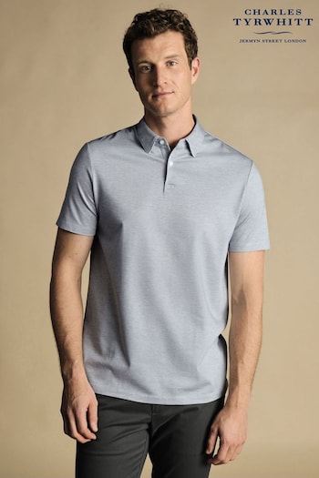Charles Tyrwhitt Blue Cotton Tencel Tyrwhitt Cool Polo Shirt (865279) | £65