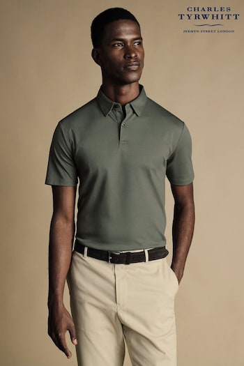 Charles Tyrwhitt Grey Plain Short Sleeve Jersey Polo Shirt (865546) | £60