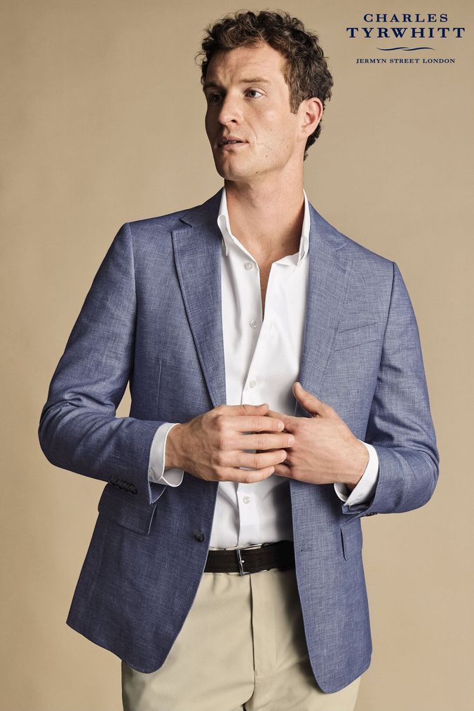 Mens blue linen jacket uk cheap