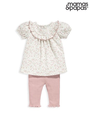 Mamas & Papas Pink T-Shirt & Leggings Set 2 Piece (865721) | £19