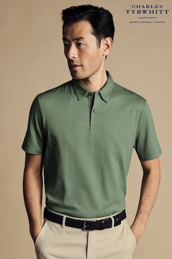 Charles Tyrwhitt Green Cotton Tencel Tyrwhitt Cool Polo Shirt (865826) | £65