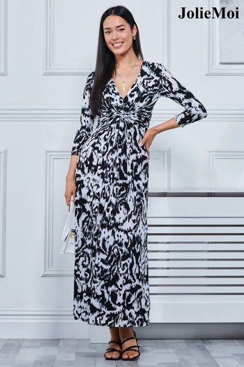 Jolie Moi Abstract Print Jersey Maxi Black Dress (865965) | £75