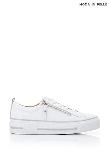 Moda in Pelle Filician Zip and Lace Chunky Slab Sole White Trainers (866099) | £129