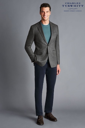 Charles Tyrwhitt Grey Herringbone Wool Texture Classic Fit Jacket (866479) | £230