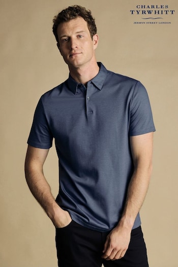 Charles Tyrwhitt Blue Cotton Tencel Tyrwhitt Cool Polo shirt Shirt (866553) | £65