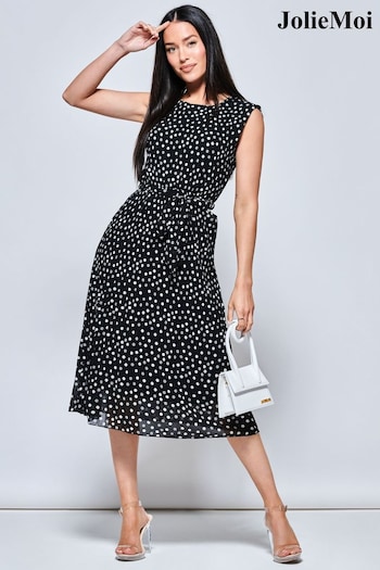Jolie Moi Haniya Spot Print Pleated Chiffon Dress (866817) | £59